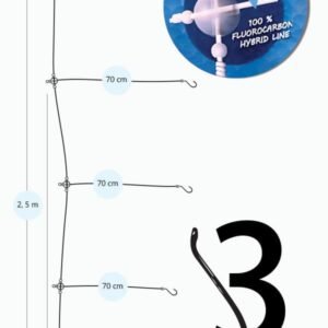 Fishing rig, 2 hooks, CROSS BEADS